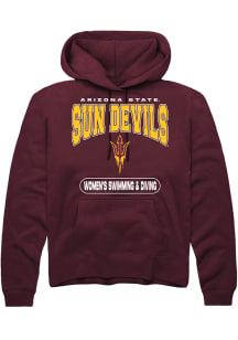 Rally Arizona State Sun Devils Mens Maroon Womens Swimming and Diving Long Sleeve Hoodie