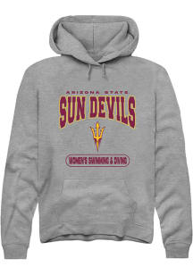 Rally Arizona State Sun Devils Mens Grey Womens Swimming and Diving Long Sleeve Hoodie
