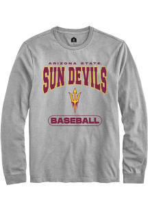 Rally Arizona State Sun Devils Grey Baseball Long Sleeve T Shirt