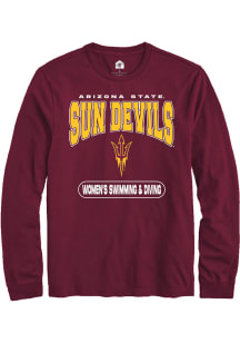 Rally Arizona State Sun Devils Maroon Womens Swimming and Diving Long Sleeve T Shirt
