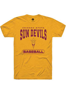 Rally Arizona State Sun Devils Gold Baseball Short Sleeve T Shirt