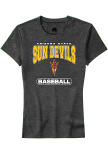 Rally Arizona State Sun Devils Womens Charcoal Baseball Short Sleeve T-Shirt