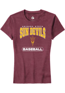 Rally Arizona State Sun Devils Womens Maroon Baseball Short Sleeve T-Shirt