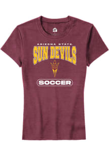 Rally Arizona State Sun Devils Womens Maroon Soccer Short Sleeve T-Shirt