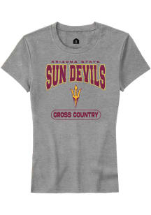 Rally Arizona State Sun Devils Womens Grey Cross Country Short Sleeve T-Shirt