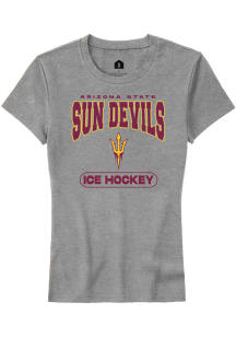 Rally Arizona State Sun Devils Womens Grey Ice Hockey Short Sleeve T-Shirt