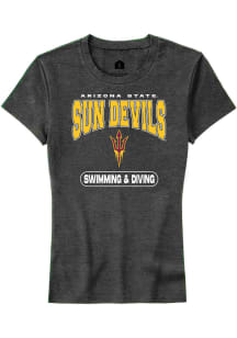Rally Arizona State Sun Devils Womens Charcoal Swimming and Diving Short Sleeve T-Shirt