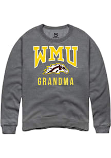 Summit Sportswear Western Michigan Broncos Mens Grey Grandma Long Sleeve Crew Sweatshirt