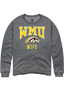 Summit Sportswear Western Michigan Broncos Mens Grey Wife Long Sleeve Crew Sweatshirt