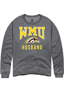 Summit Sportswear Western Michigan Broncos Mens Grey Husband Long Sleeve Crew Sweatshirt
