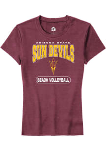 Rally Arizona State Sun Devils Womens Maroon Beach Volleyball Short Sleeve T-Shirt
