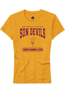 Rally Arizona State Sun Devils Womens Gold Womens Swimming and Diving Short Sleeve T-Shirt