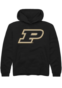 Youth Purdue Boilermakers Black Rally Primary Logo Long Sleeve Hooded Sweatshirt