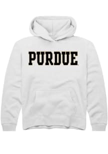 Youth Purdue Boilermakers White Rally Straight Block Long Sleeve Hooded Sweatshirt