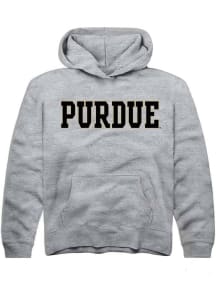 Youth Purdue Boilermakers Grey Rally Straight Block Long Sleeve Hooded Sweatshirt