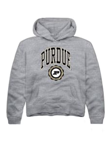 Rally Purdue Boilermakers Youth Grey Arch Seal Long Sleeve Hoodie