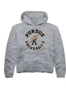 Youth Purdue Boilermakers Grey Rally Circle Long Sleeve Hooded Sweatshirt