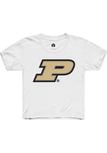 Youth Purdue Boilermakers White Rally Primary Logo Short Sleeve T-Shirt