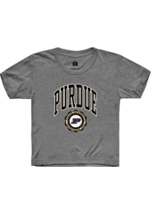 Youth Purdue Boilermakers Grey Rally Arch Seal Short Sleeve T-Shirt