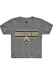 Rally Purdue Boilermakers Youth Grey Chant Bars Short Sleeve T-Shirt