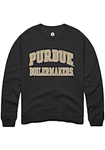 Rally Purdue Boilermakers Mens Black Arch Stack Long Sleeve Crew Sweatshirt
