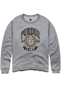 Rally Purdue Boilermakers Mens Grey Alumni Wreath Long Sleeve Crew Sweatshirt