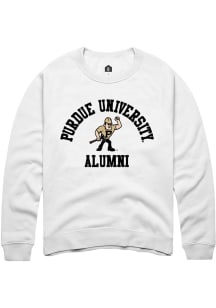 Rally Purdue Boilermakers Mens White Alumni Arch Long Sleeve Crew Sweatshirt