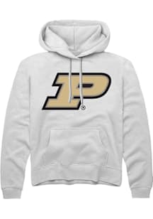 Rally Purdue Boilermakers Mens White Primary Logo Long Sleeve Hoodie