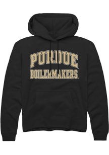 Mens Purdue Boilermakers Black Rally Arch Stack Hooded Sweatshirt