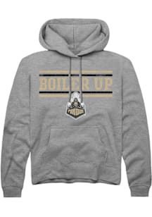 Rally Purdue Boilermakers Mens Grey Chant Bars Long Sleeve Hoodie