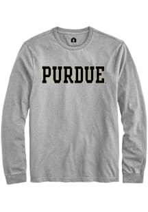 Rally Purdue Boilermakers Grey Straight Block Long Sleeve T Shirt