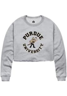 Womens Purdue Boilermakers Grey Rally Circle Crew Sweatshirt