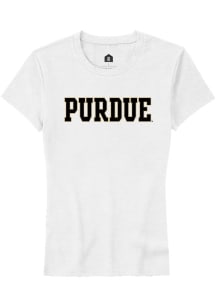 Purdue Boilermakers White Rally Straight Block Short Sleeve T-Shirt