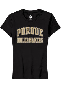 Purdue Boilermakers Black Rally Arch Stack Short Sleeve T-Shirt