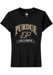 Rally Purdue Boilermakers Womens Black Alumni Banner Short Sleeve T-Shirt