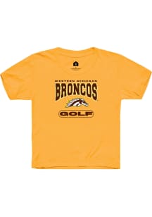 Rally Western Michigan Broncos Youth Gold Golf Short Sleeve T-Shirt