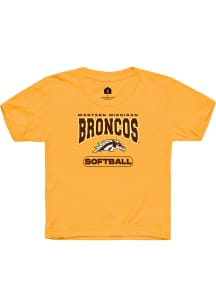 Rally Western Michigan Broncos Youth Gold Softball Short Sleeve T-Shirt