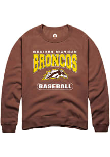 Rally Western Michigan Broncos Mens Brown Baseball Long Sleeve Crew Sweatshirt