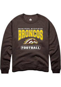 Rally Western Michigan Broncos Mens Brown Football Long Sleeve Crew Sweatshirt
