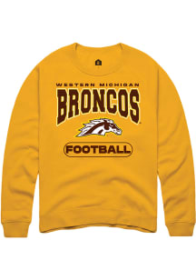 Rally Western Michigan Broncos Mens Gold Football Long Sleeve Crew Sweatshirt