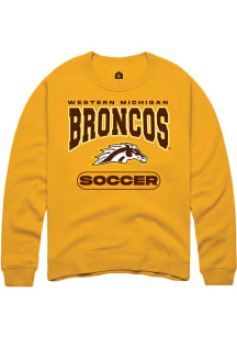 Rally Western Michigan Broncos Mens Gold Soccer Long Sleeve Crew Sweatshirt