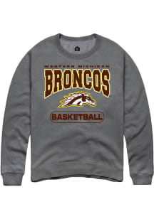 Mens Western Michigan Broncos Grey Rally Basketball Crew Sweatshirt