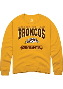 Rally Western Michigan Broncos Mens Gold Womens Basketball Long Sleeve Crew Sweatshirt