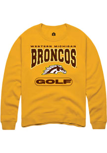 Rally Western Michigan Broncos Mens Gold Golf Long Sleeve Crew Sweatshirt