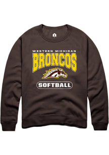 Rally Western Michigan Broncos Mens Brown Softball Long Sleeve Crew Sweatshirt