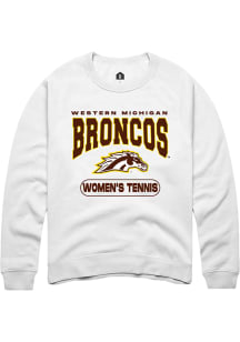 Rally Western Michigan Broncos Mens White Womens Tennis Long Sleeve Crew Sweatshirt