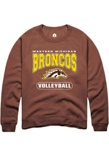 Rally Western Michigan Broncos Mens Brown Volleyball Long Sleeve Crew Sweatshirt