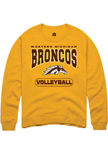 Rally Western Michigan Broncos Mens Gold Volleyball Long Sleeve Crew Sweatshirt
