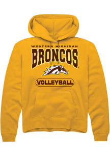 Rally Western Michigan Broncos Mens Gold Volleyball Long Sleeve Hoodie