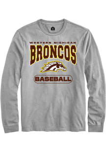 Rally Western Michigan Broncos Grey Baseball Long Sleeve T Shirt